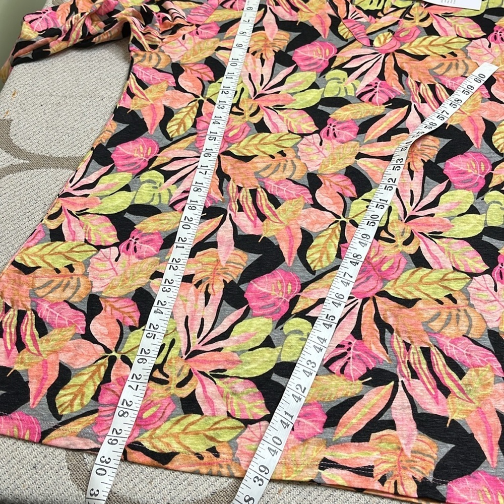 Chico's knit top oasis linen split neck pink shell long sleeve top NWT - Picture 9 of 13